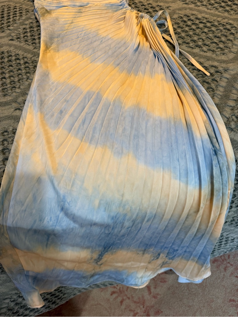 Endless Blu Strapless Pleated Maxi Dress in Blue and light orange - Picture 10 of 16